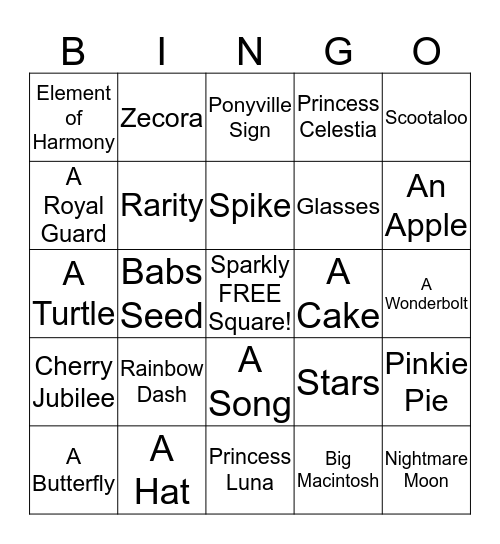 Ponystravaganza Binfo Bingo Card