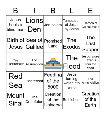 Bible Places and Events Bingo Card