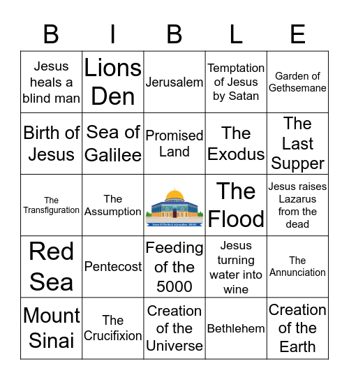 Bible Places and Events Bingo Card