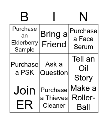 Elderberry Party Bingo Card