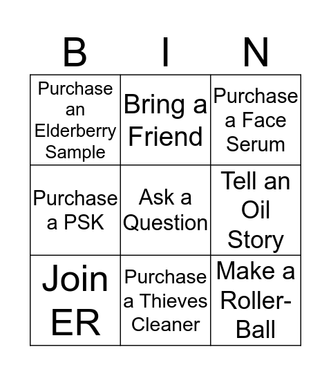 Elderberry Party Bingo Card