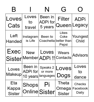 Find a Diamond Bingo Card