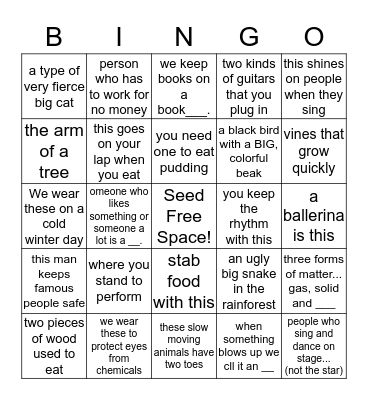 SM5a, Units 1-4, Vocabulary Review Bingo Card
