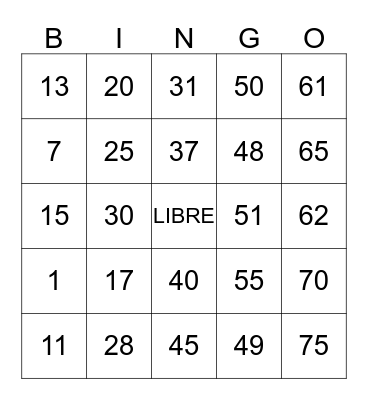 GEE DEE CEE Bingo Card