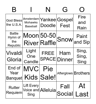 MVC Bingo Card