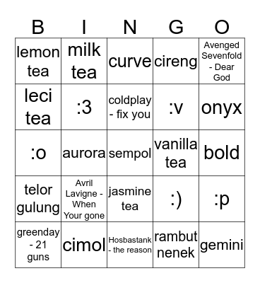 Punya Lucie Bingo Card