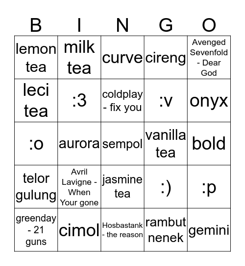 Punya Lucie Bingo Card