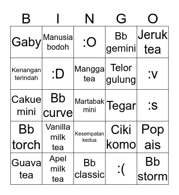 BINGO SYANEL Bingo Card