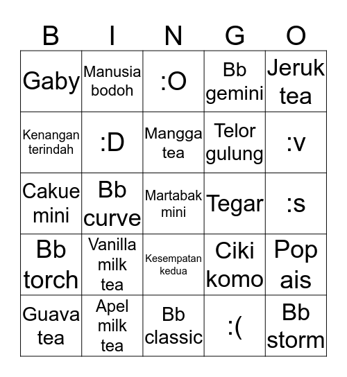 BINGO SYANEL Bingo Card