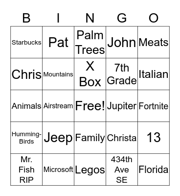 Bruno Bunch Bingo Card