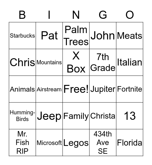 Bruno Bunch Bingo Card