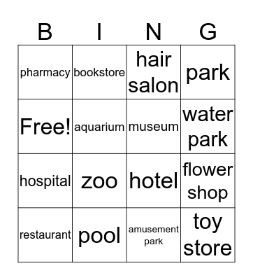 Out and about  Bingo Card