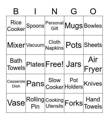 Gift Bingo Card