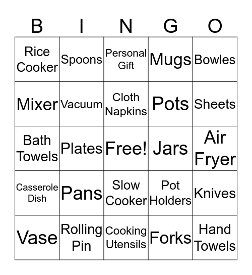 Gift Bingo Card