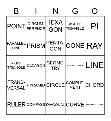 GEOMETRY FUN Bingo Card