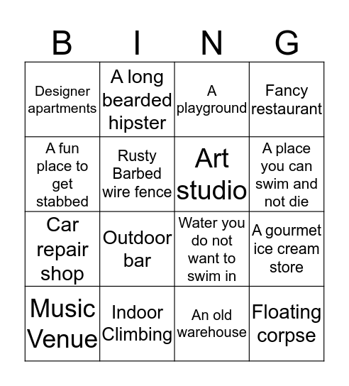 Gowanus Bingo Card