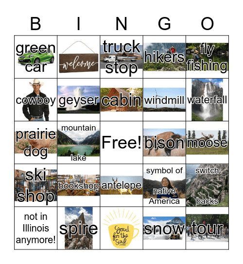 To Yellowstone and Back Bingo Card