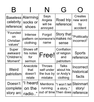 Brent Bingo Card