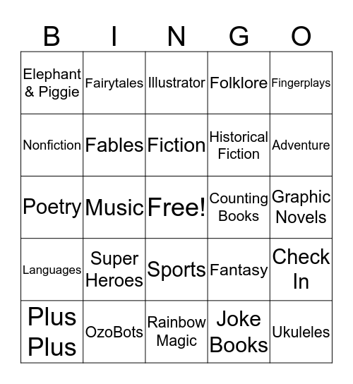 FES Library Bingo! Bingo Card