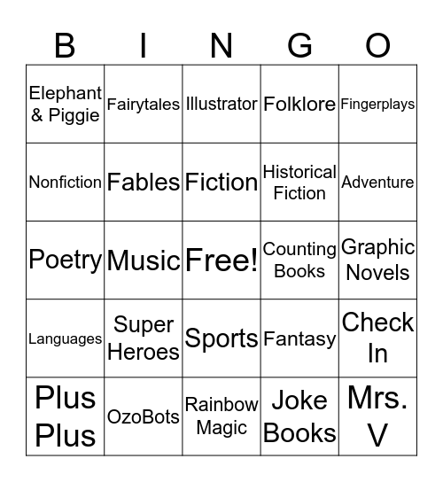 FES Library Bingo! Bingo Card