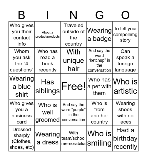 Talk With Someone... Bingo Card