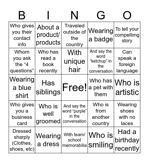 Talk With Someone... Bingo Card