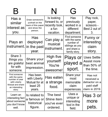 Ice Breaker Bingo Card