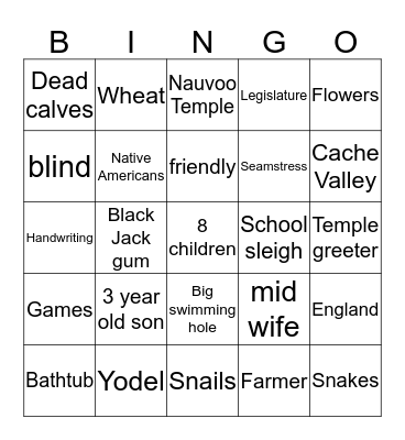 Logan Bingo Card