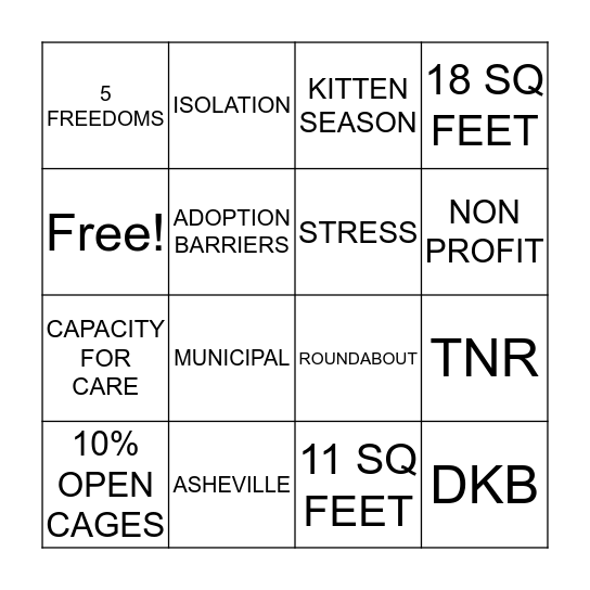 Shelter Med Bingo Card