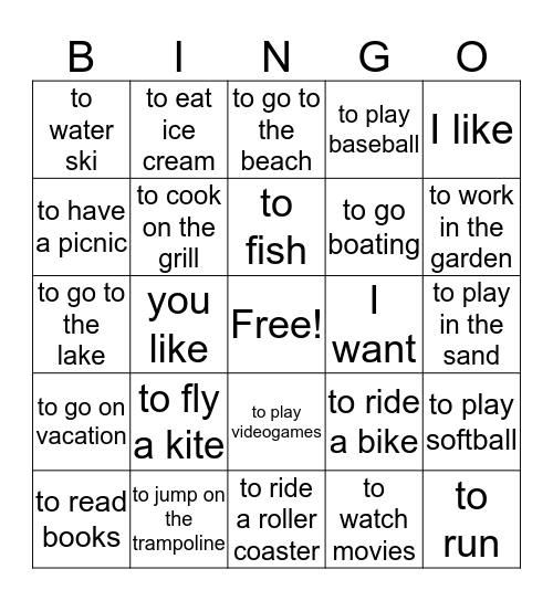 El Verano Bingo Card