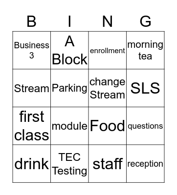 Business 3 & 4 Induction Bingo Card