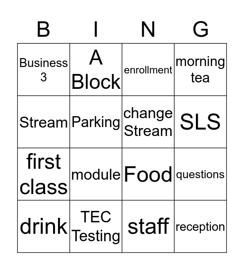 Business 3 & 4 Induction Bingo Card