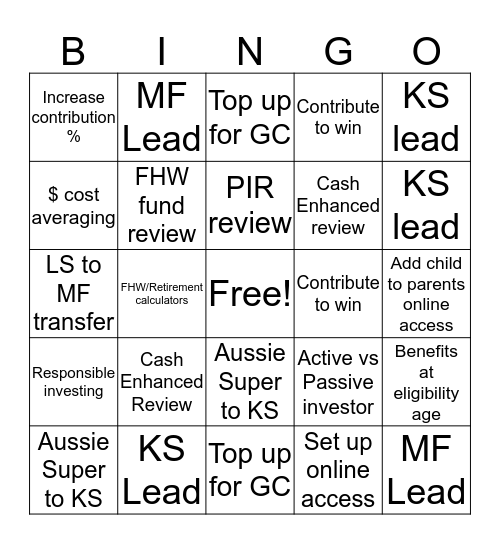 Client Services Bingo Card