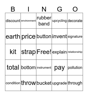 Words Bingo (Lesson 3) Bingo Card