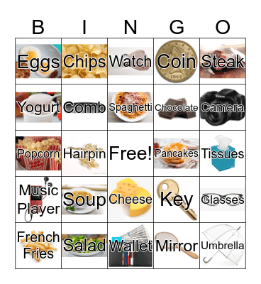 Food/My Bag Bingo Card