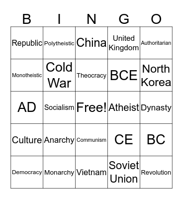 Final Review Bingo Card
