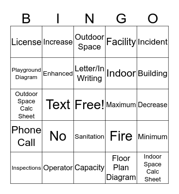 Capacity Bingo Card