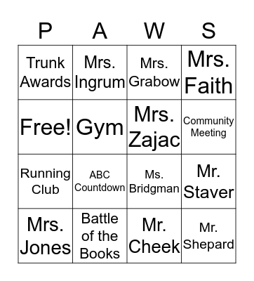 AES Husky Bingo Card