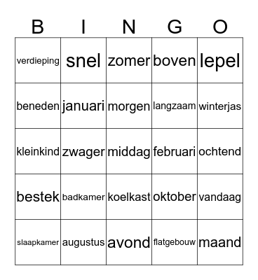 bingo Arnhem Bingo Card