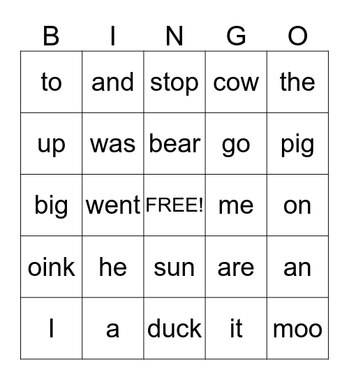 Grade K February Bingo Card