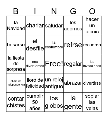 Unit 8 Bingo Card