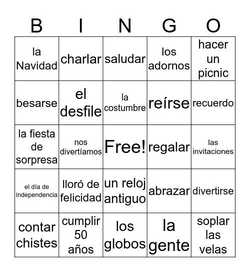 Unit 8 Bingo Card