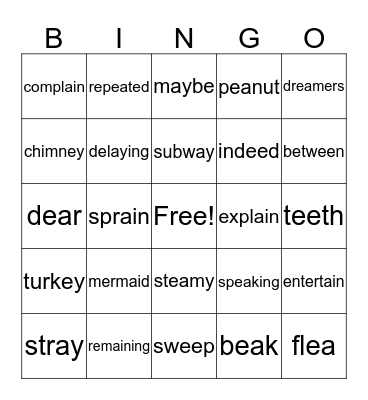 Vowel Team Bingo Card