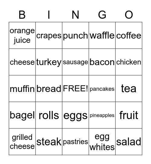 brunch Bingo Card