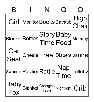 Stephanie's Baby Shower  Bingo Card