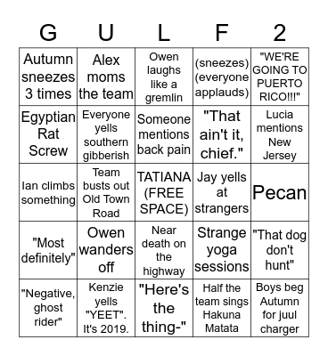 GULF 2 BINGO Card