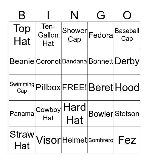 HATS Bingo Card