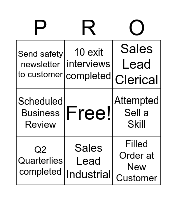 Staffing Success Bingo Card