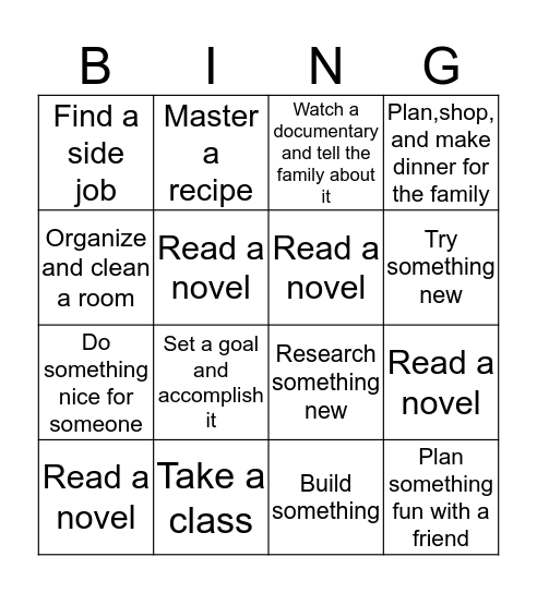 Summer Fun Bingo Card