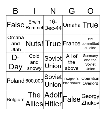 #6 test Bingo Card